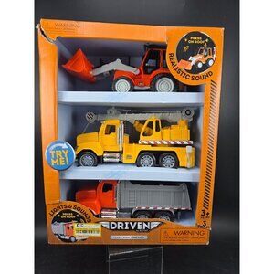 Driven By Battat Micro Construction Fleet Toy Set With Lights & Sounds  Ages 3+